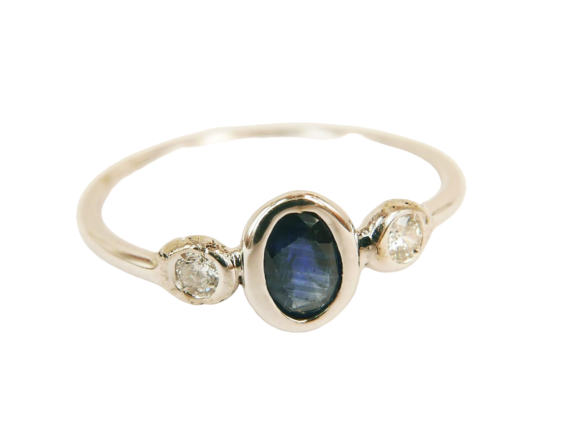Anello Gold of Nine zaffiro diamanti Second Life