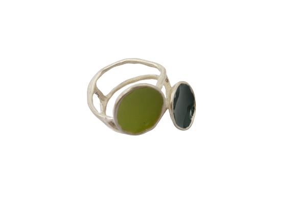Anello Due Smaltini argento